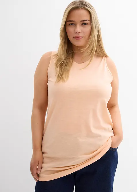 Lot de 2 débardeurs longs 100% coton, bonprix