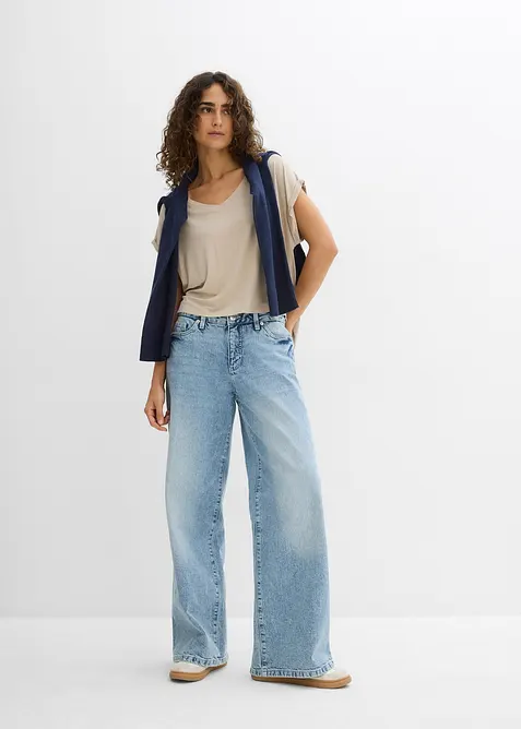 T-shirt fluide oversize en viscose m&eacute;lang&eacute;e, bonprix