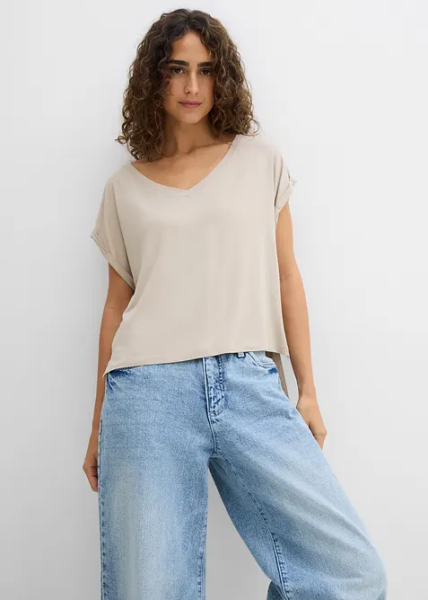 T-shirt fluide oversize en viscose m&eacute;lang&eacute;e, bonprix