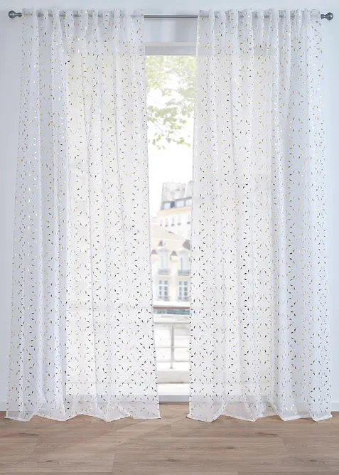 Gardine mit Glanzdruck mit verdeckten Schlaufen (1er Pack), bonprix