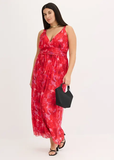 Robe longue en doux mesh imprimé, bonprix