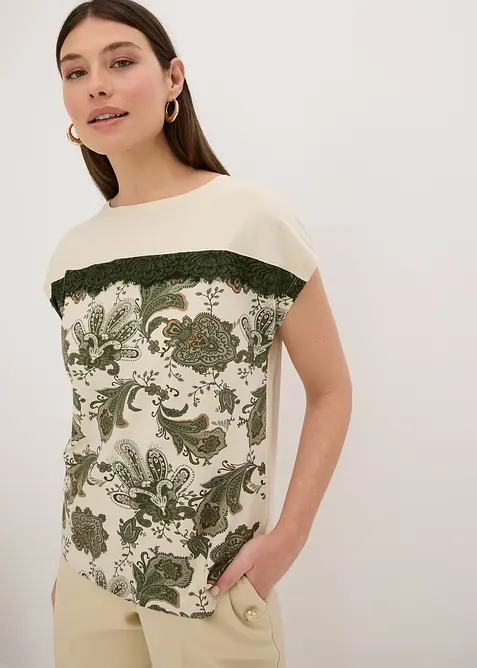 T-shirt oversize avec un galon de dentelle, bonprix