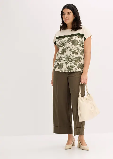 T-shirt oversize avec un galon de dentelle, bonprix