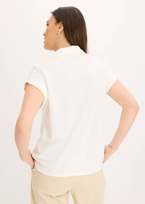 Poloshirt aus Viskose- Pique mit Spitzeneinsatz, bonprix