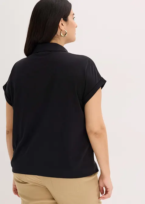 Polo en maille piquée de viscose avec empiècement en dentelle, bonprix