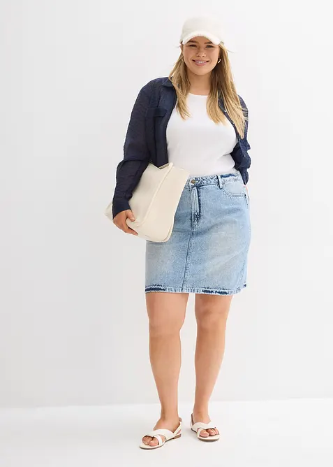 Jupe midi en jean, peu extensible, bonprix