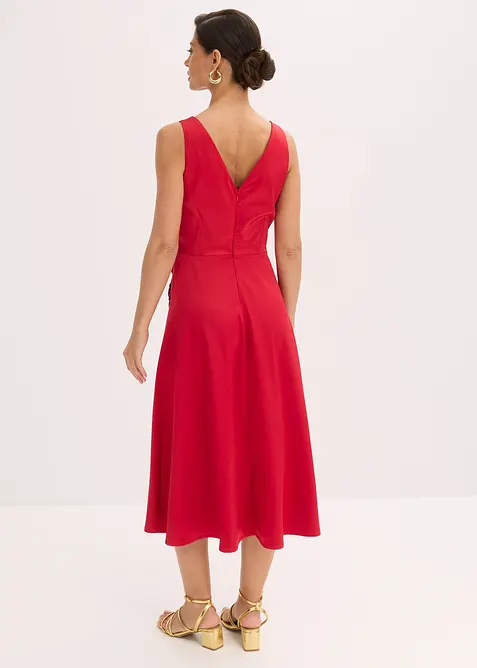 Midikleid aus gl&auml;nzendem Satin mit Blumen-Applikation, bonprix