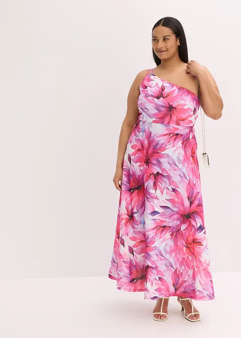 Robe une épaule en crêpe texturé, bonprix