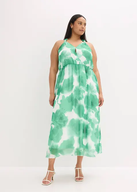 Chiffonkleid mit Trägern und Accessoire-Dekor, bonprix