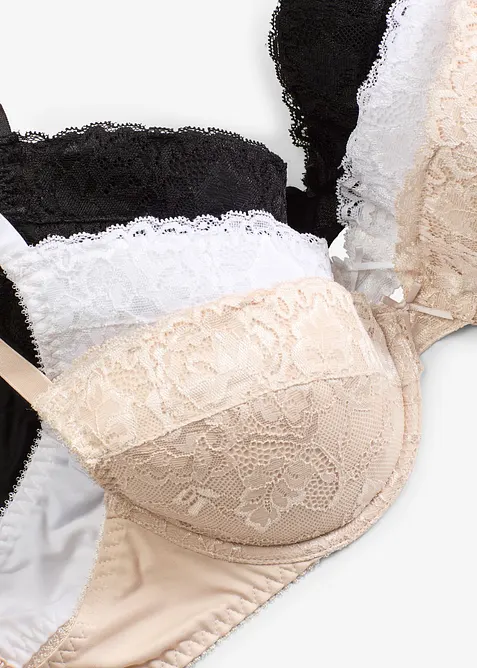 Push-up-BH mit feiner Spitze (3er Pack), bonprix