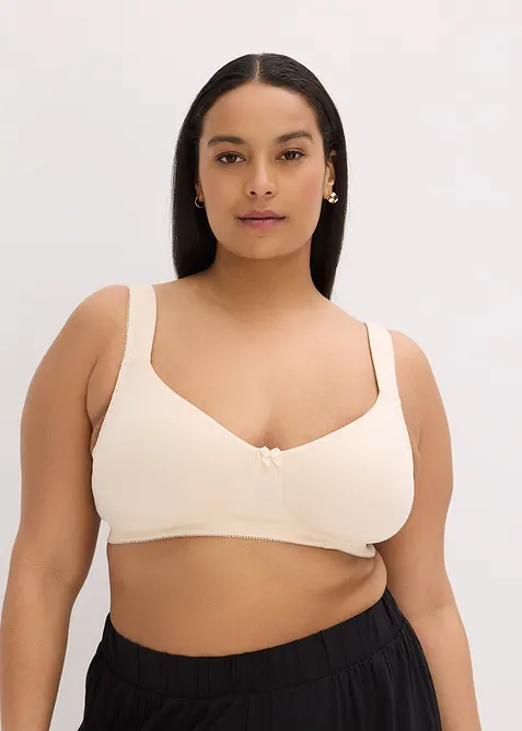 Ungepolsterter T-Shirt BH ohne Bügel mit Bio-Baumwolle (2er Pack), bonprix