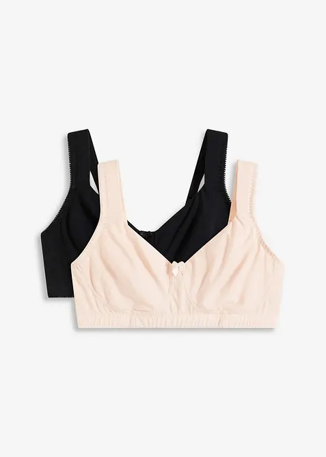 Ungepolsterter T-Shirt BH ohne Bügel mit Bio-Baumwolle (2er Pack), bonprix