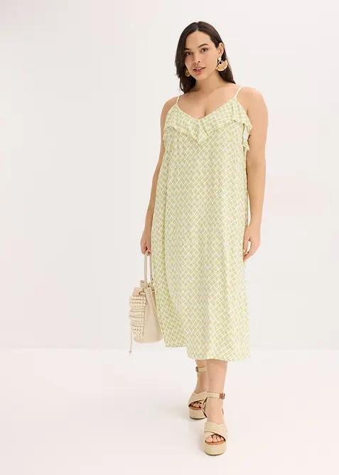 Robe midi à encolure volantée, bonprix