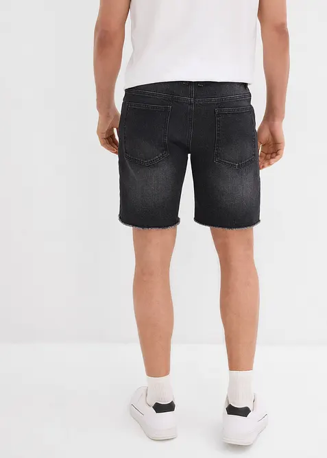 Stretch-Jeans-Shorts mit offenen Saumkanten, Relaxed Fit, bonprix