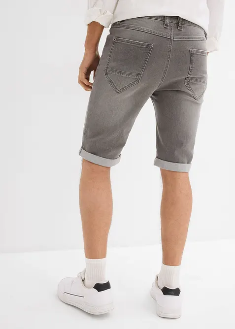 Bermuda en jean extensible, base retroussée, regular, bonprix