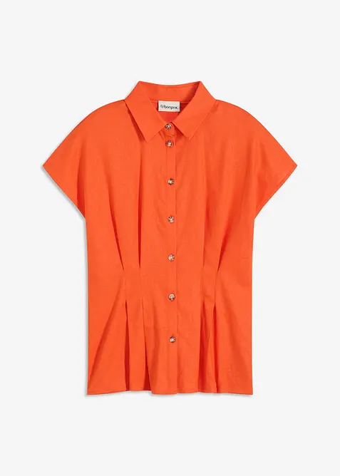 Kurzarmbluse aus luftigem Leinen-Mix, bonprix