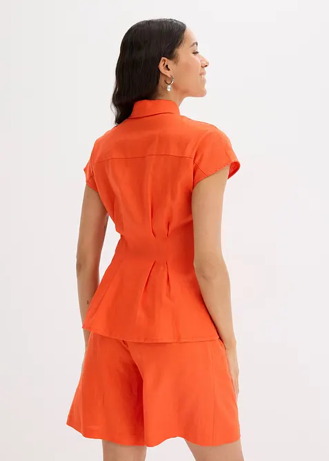 Kurzarmbluse aus luftigem Leinen-Mix, bonprix