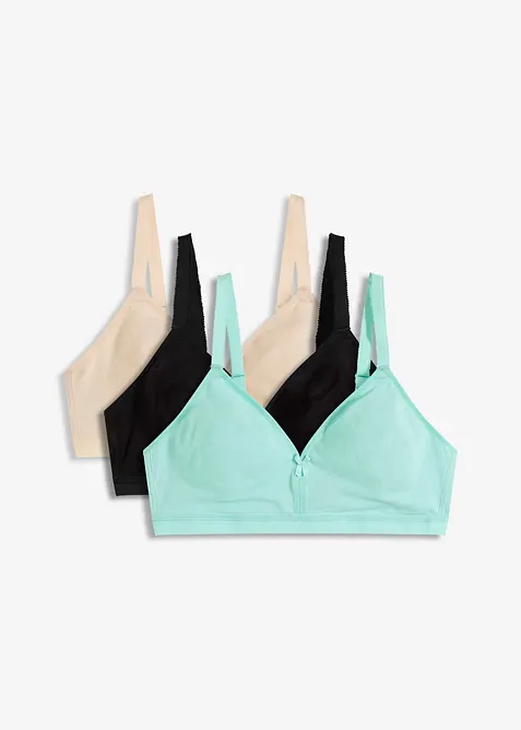 BH ohne B&uuml;gel mit Bio-Baumwolle (3er Pack), bonprix