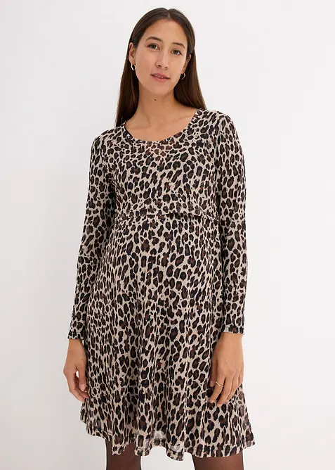2-in-1 Umstands- und Stillkleid mit Leoprint, bonprix
