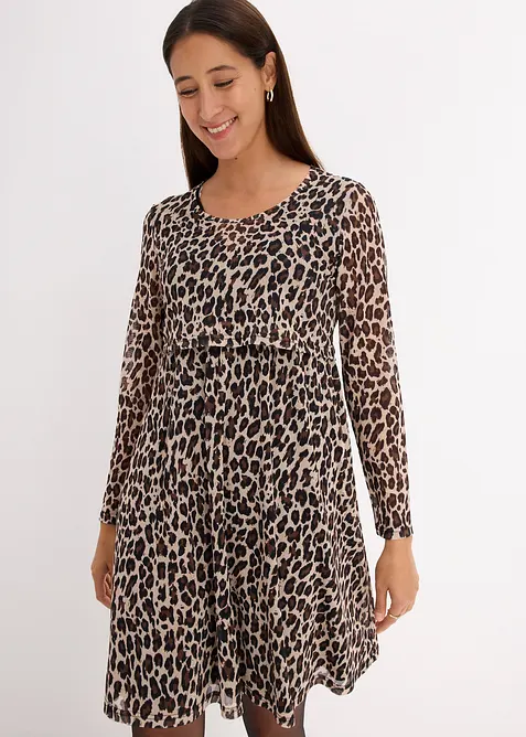 2-in-1 Umstands- und Stillkleid mit Leoprint, bonprix