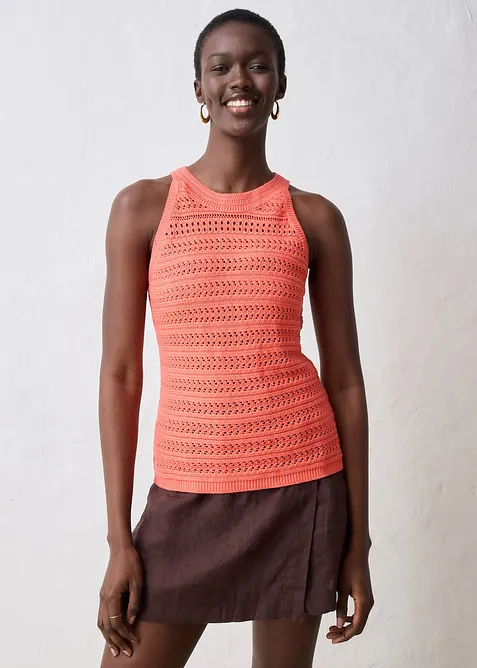 Top en maille ajourée avec lin, bonprix