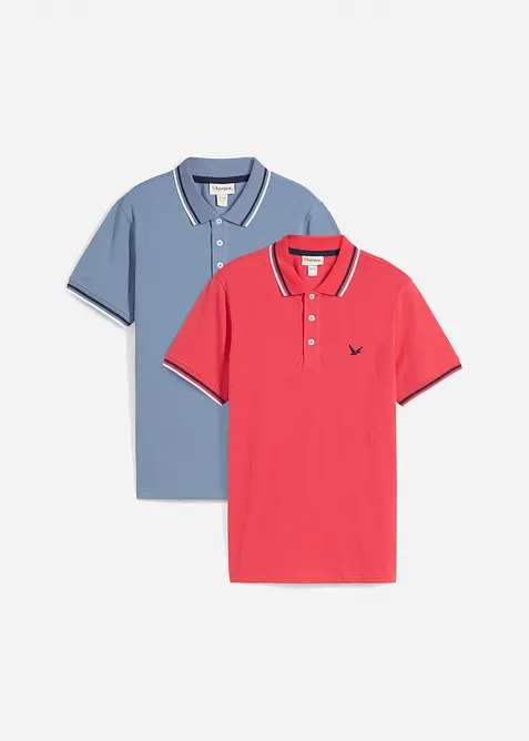 Lot de 2 polos en maille piqu&eacute;e 100% coton, bonprix