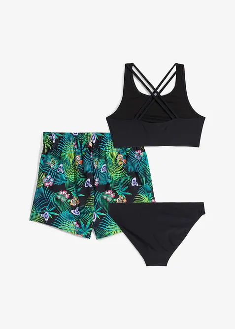 Bikini et jupe paréo (ens. 3 pces), bonprix