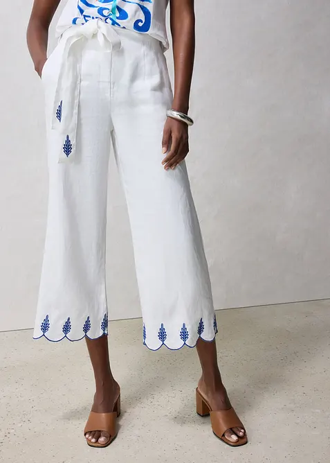 Jupe-culotte en lin avec ceinture (ens. 2 pces), bonprix