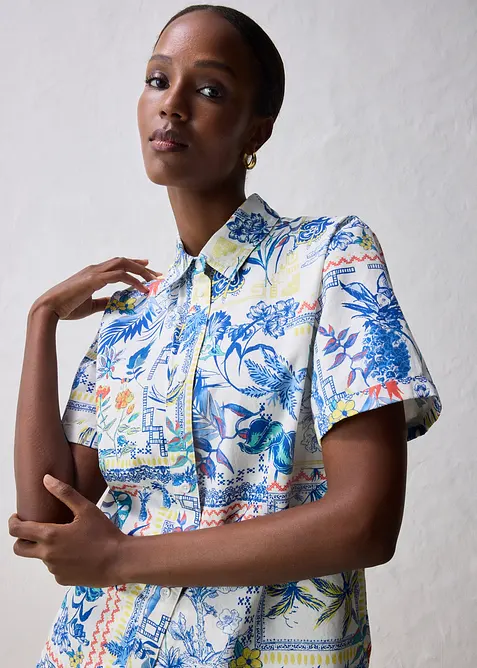 Hemdbluse mit Seidenanteil, bonprix