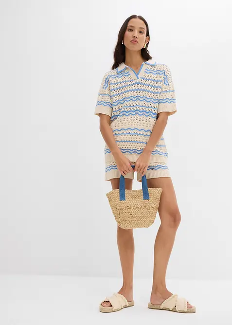 T-shirt oversize en maille légère coton et lin, bonprix