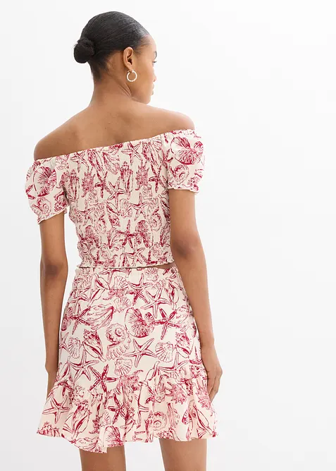 Blouse à encolure Bardot, 100% coton, bonprix