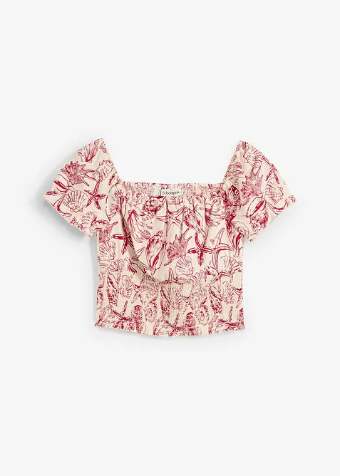 Blouse à encolure Bardot, 100% coton, bonprix