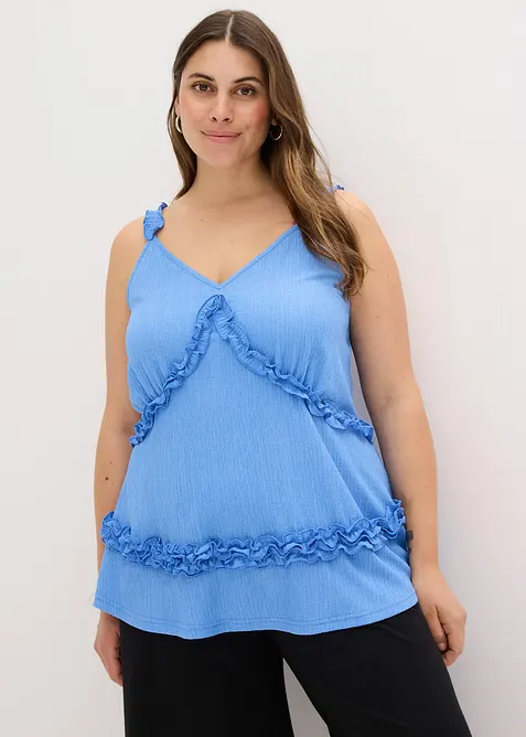 Spaghettiträger-Top mit Rüschen, bonprix