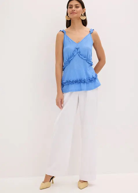 Top volanté à fines bretelles, bonprix