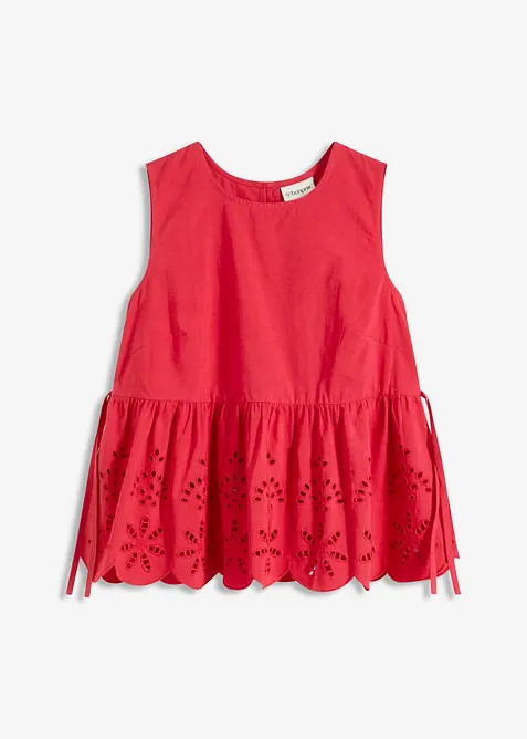 Ärmelloses Blusentop mit Schlitz und Lochstickerei, bonprix