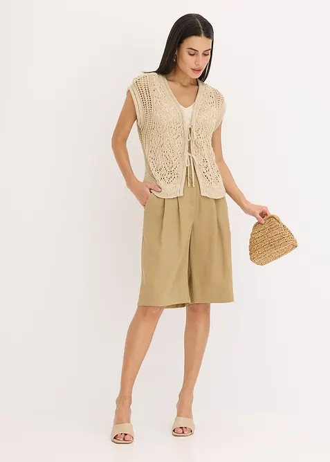 Ajour-Strickweste mit Viskose und Glitzergarn, bonprix
