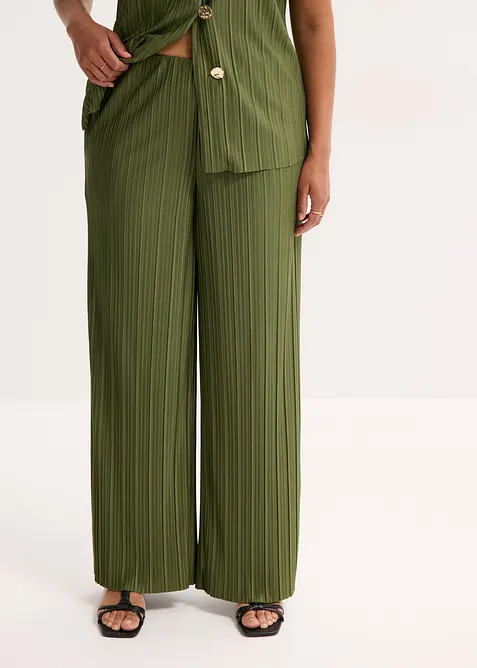Pantalon en jersey pliss&eacute;, bonprix