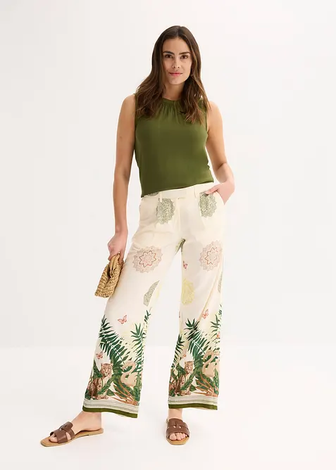 Weite Hose aus Viskose mit Bordürenprint, bonprix