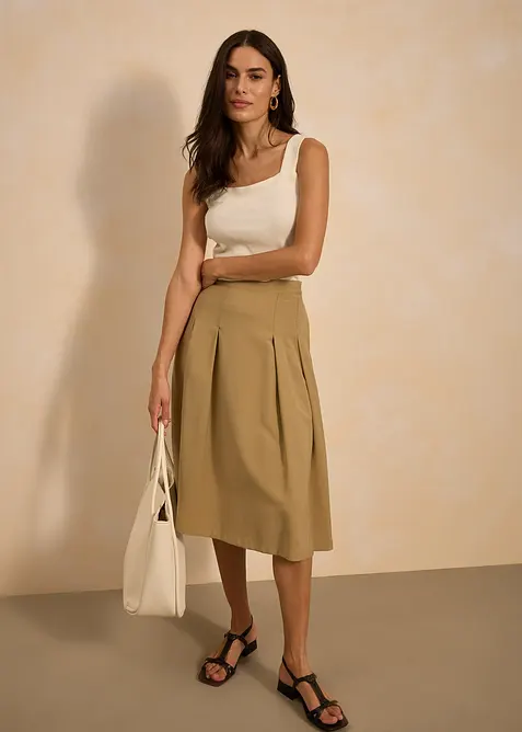 Faltenrock aus softem Viskosemix, bonprix