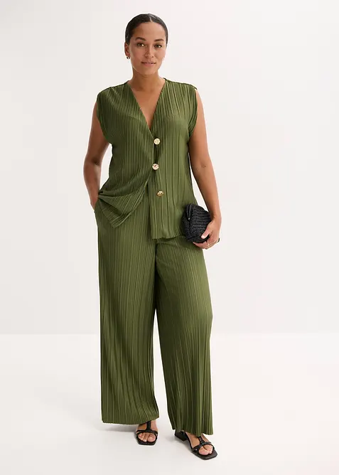 Pantalon en jersey pliss&eacute;, bonprix