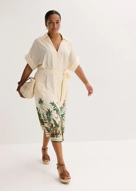 Hemdblusenkleid mit Bord&uuml;renprint, bonprix