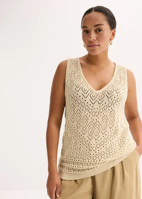 Ajour Stricktop mit Baumwollanteil, bonprix