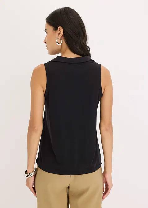Top col polo en maille piquée viscose, bonprix