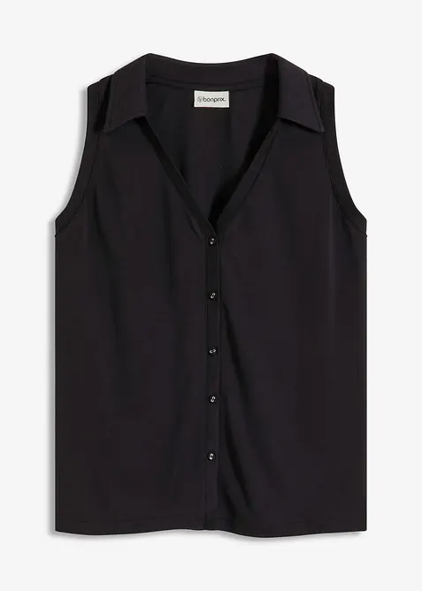 Top col polo en maille piquée viscose, bonprix