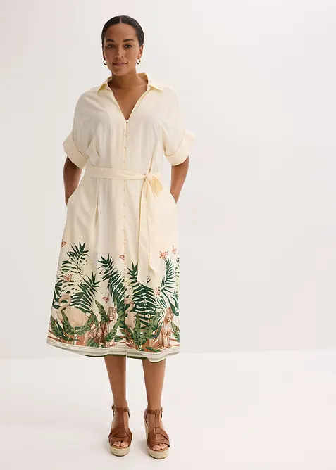 Hemdblusenkleid mit Bord&uuml;renprint, bonprix