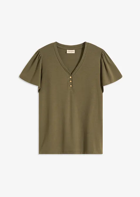 T-shirt en viscose à col boutonné, bonprix