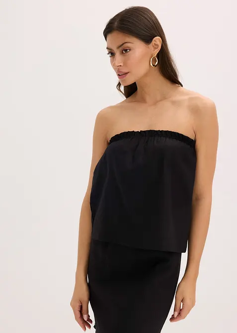 Blusentop mit Leinenanteil, bonprix