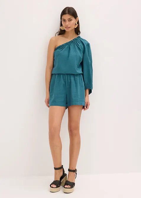 One-Shoulder Bluse mit Leinenanteil, bonprix