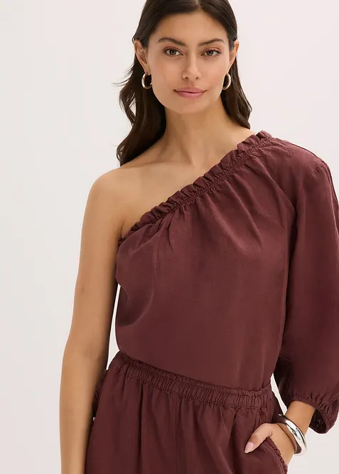 Blouse asymétrique en lin mélangé, bonprix