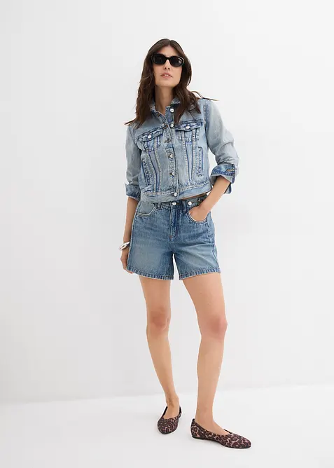 Short en jean taille mi-haute, peu extensible, bonprix